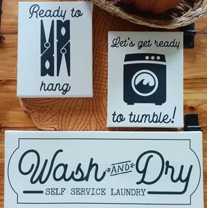 Canvas laundry art signs